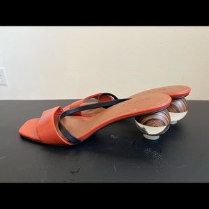 Neous Clear Opus Mid Heel Sandals In Brown